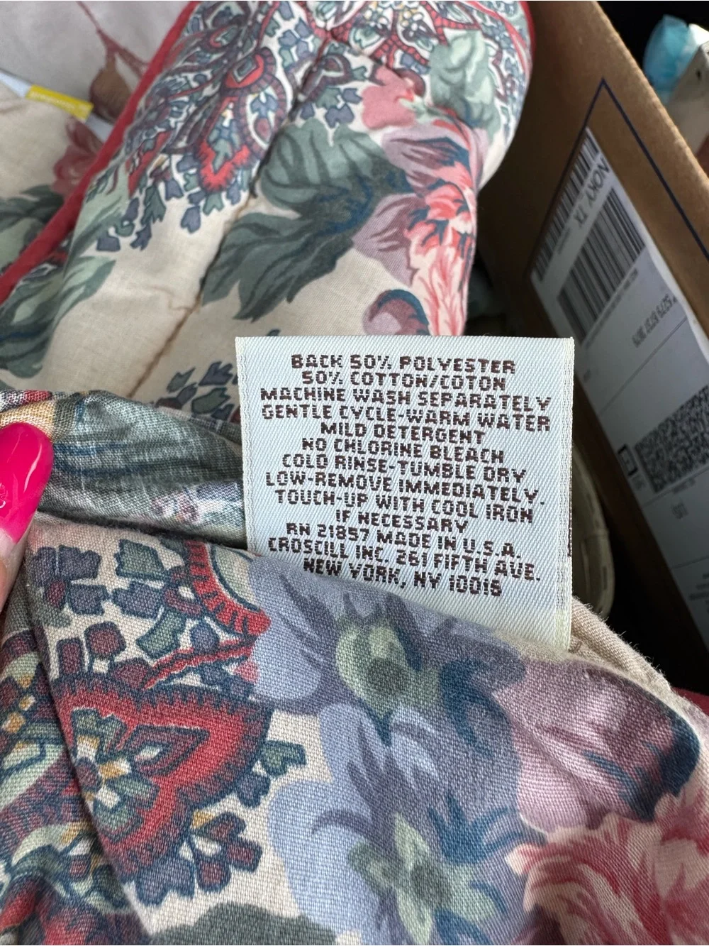 90’s Croscill Floral Quilted standard  Shams in Cream, Pink, Green